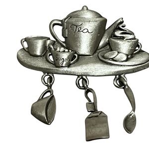 JJ “Tea Party” brooch in pewter